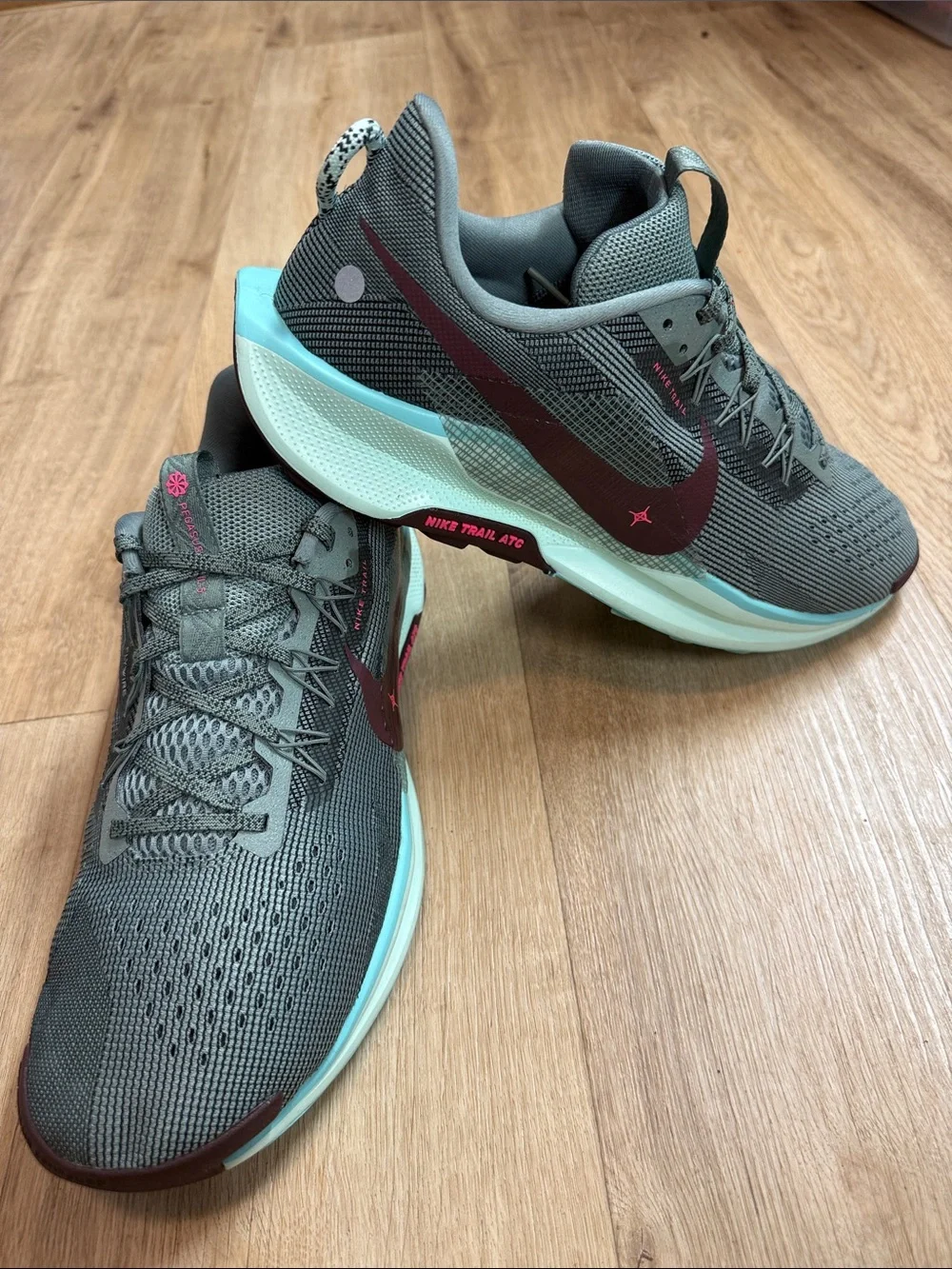 Nike PegasusTrail 5 Running Shoes - Green Mint and Maroon Accents